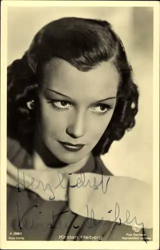 Ak Schauspielerin Kirsten Heiberg, Portrait, Ross Verlag A 2998/1, Terra Film, Autogramm
