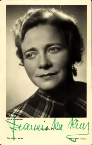 Ak Schauspielerin Franziska Kinz, Portrait, Film Foto Verlag A 3894 1, Autogramm