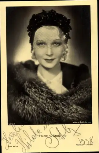 Ak Schauspielerin Hilde von Stolz, Portrait, Ross Verlag 9812 1, Autogramm