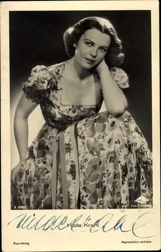 Ak Schauspielerin Hilde Krahl, Portrait, Autogramm