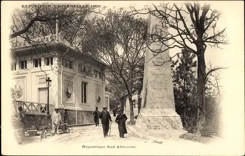 Ak Weltausstellung Paris 1900, Pavillon und Obelisk der Südafrikanischen Republik