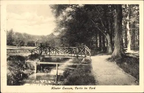 Ak Rehburg Loccum in Niedersachsen, Kloster Loccum, Park, Brücke, Bach