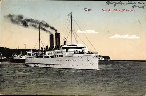 Ak Sassnitz auf Rügen, Fährschiff Preußen in Fahrt