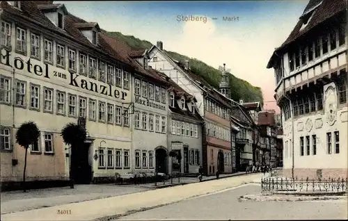 Ak Stolberg im Harz, Markt, Hotel zum Kanzler