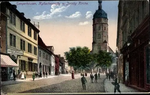 Ak Sangerhausen am Südharz, Kylische Straße mit Jakobikirche