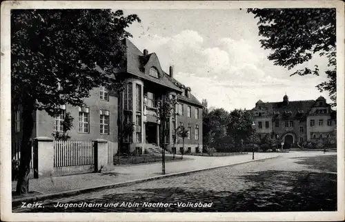 Ak Zeitz im Burgenlandkreis, Jugendheim und Albin Naether Volksbad