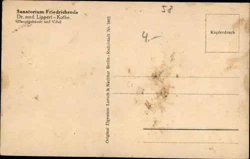 Ak Friedrichroda im Thüringer Wald, Sanatorium Dr. med. Lippert-Kothe, Villa