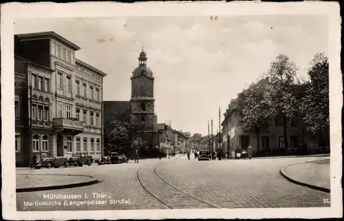 Ak Mühlhausen in Thüringen, Langensalzaer Straße, Martinikirche