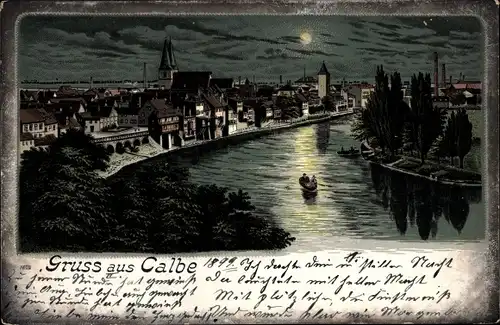 Mondschein Litho Calbe an der Saale, Gesamtansicht