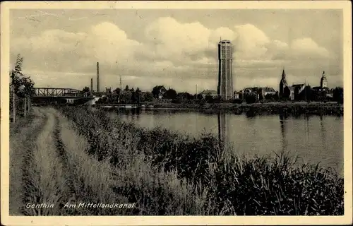 Ak Genthin am Elbe Havel Kanal, Mittellandkanal