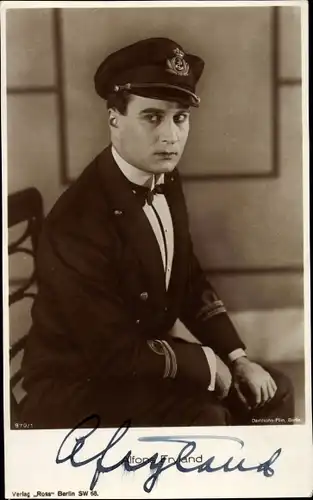 Ak Schauspieler Alfons Fryland, Portrait in Uniform, Autogramm