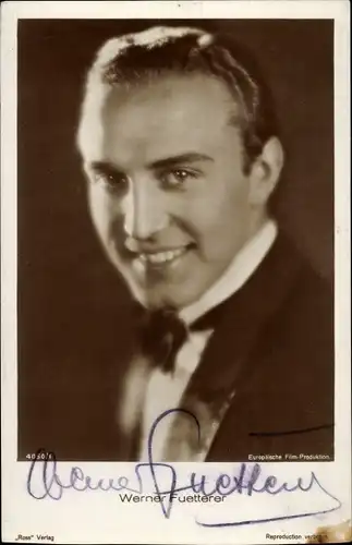 Ak Schauspieler Werner Fuetterer, Portrait, Ross Verlag 4050/1, Autogramm