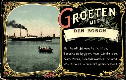 Gedicht Passepartout Den Bosch Nordbrabant Niederlande, Hafenpartie, Grüße aus