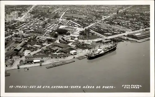 Ak Itajaí Brasilien, Est. de Sta. Catarina, Vista aerea do Porto
