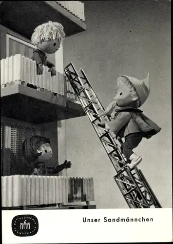 Ak Unser Sandmännchen, Sandmann, DDR Kinderfernsehen, Leiterwagen, S 61