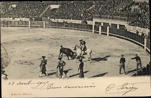 Ak Stierkampf-Arena, Torero, Helfer, Zuschauer, Stadion