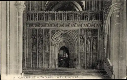 Ak Canterbury Kent England, Die Kathedrale, Der Bildschirm