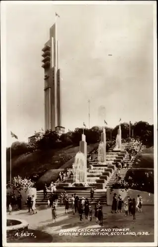 Ak Glasgow Schottland, Empire Exhibition 1938, North Cascade und Tower