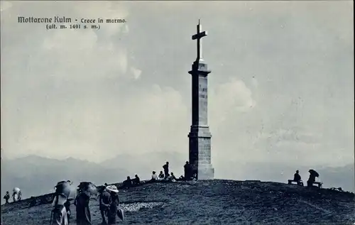 Ak Stresa Piemonte Italien, Monte Mottarone, Kreuz