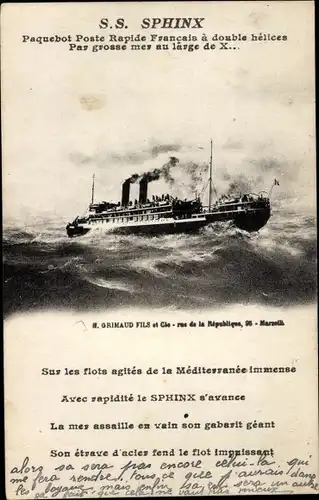 Ak Paquebot Sphinx, Messageries Maritimes