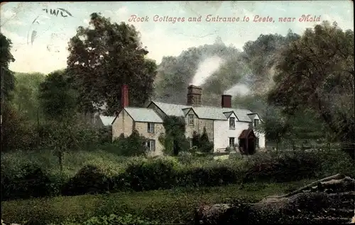 Ak Leete Wales, in der Nähe von Mold, Rock Cottages und Entrance