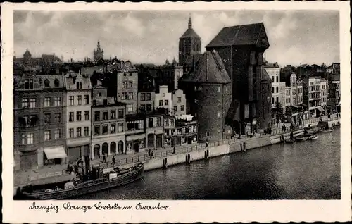Ak Gdańsk Danzig, Krantor, Lange Brücke