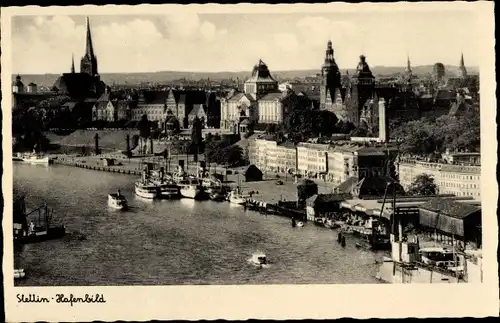 Ak Szczecin Stettin Pommern, Hafen