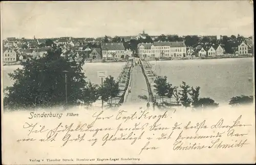 Ak Sønderborg Sonderburg Dänemark, Totalansicht, Brücke, Fähre