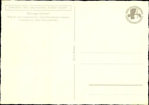 Künstler Ak Karopka, F., Gdańsk Danzig, Krantor, Mottlau