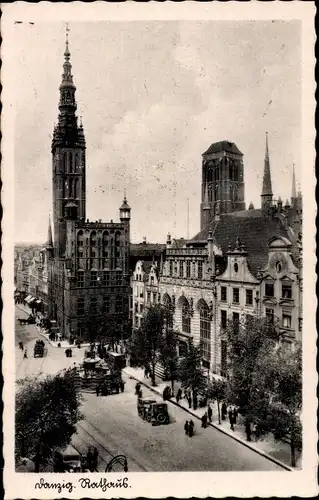 Ak Danzig, Rathaus, Kirche