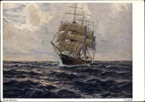 Künstler Ak Mercker, E., Segelschiff