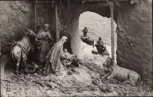 Künstler Ak Mastroianni, Domenico, Glückwunsch Weihnachten, Heilige Familie, Betlehem