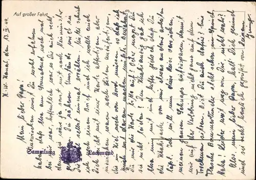 Ak Auf großer Fahrt, Segelschiff auf dem Meer