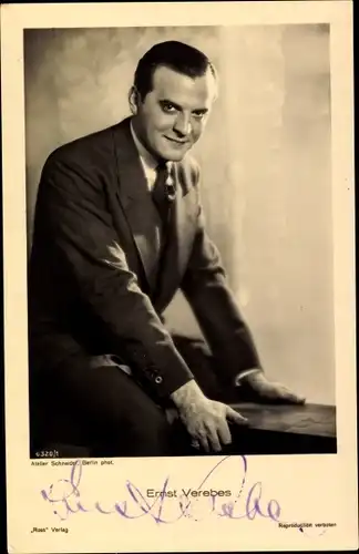 Ak Schauspieler Ernst Verebes, Portrait, Autogramm
