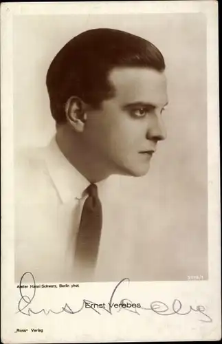 Ak Schauspieler Ernst Verebes, Portrait, Autogramm