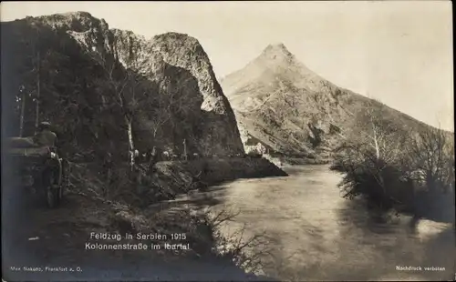 Ak Serbien, Feldzug 1915, Kolonnenstraße im Ibartal