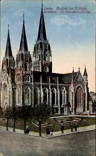 Ak Lwów Lemberg Ukraine, Kosciol sw. Elzbiety, St. Elisabeth Kirche