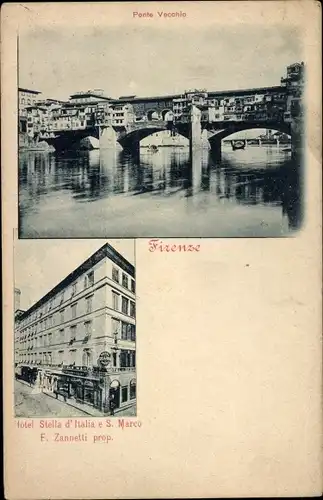 Ak Firenze Florenz Toscana, Brücke, Hotel