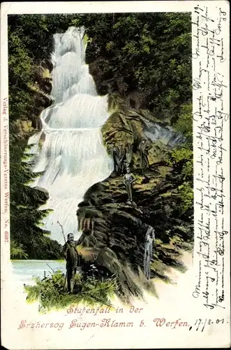 Litho Werfen in Salzburg, Stufenfall in der Erzherzog Eugen Klamm