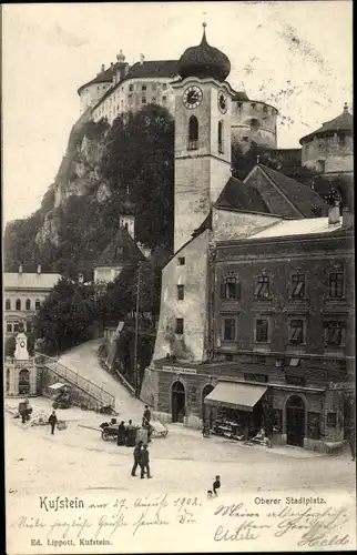 Ak Kufstein Tirol, Blick auf den Oberen Stadtplatz