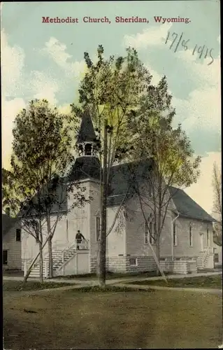 Ak Wyoming USA, Methodistische Kirche, Sheridan