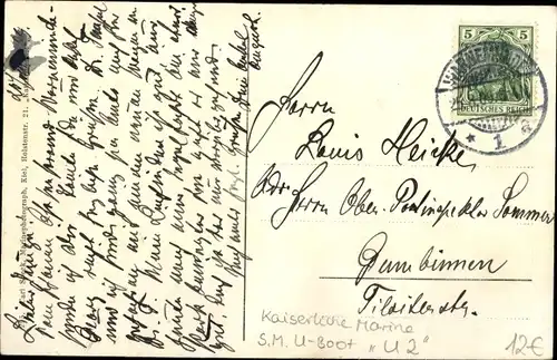 Ak Deutsches U-Boot SM U 2, Kaiserliche Marine