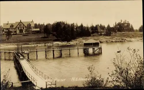 Ak Maine USA, Anlegestelle, Fachwerkhaus