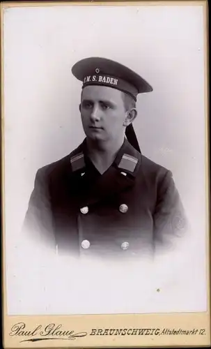 CdV Braunschweig, Seemann in Uniform, SMS Baden, Portrait