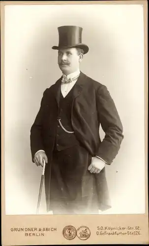 CdV Berlin, Otto Julius Ferdinand Schmidt, Portrait, ca. 1907