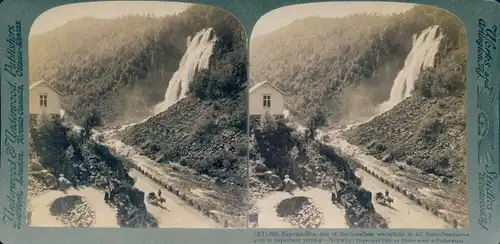 Stereofoto Norwegen, Wasserfall Espelandsfos