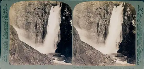 Stereofoto Norwegen, Wasserfall, Voringfos