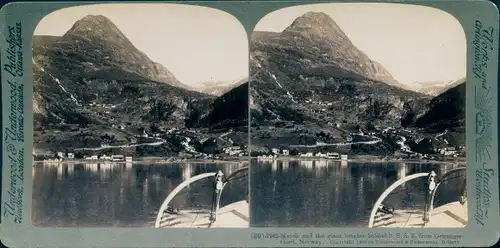 Stereofoto Marok Norwegen, vom Geiranger Fjord aus gesehen