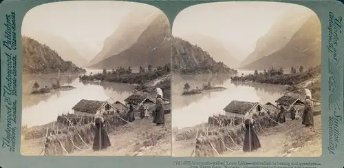 Stereofoto Norwegen, See Loen, von der Seten-Farm