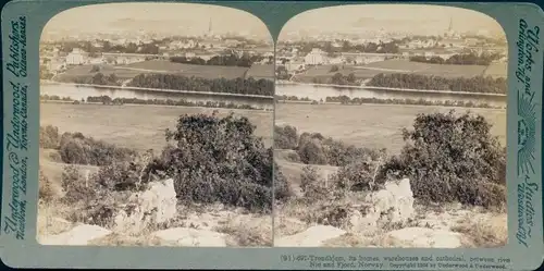 Stereofoto Trondhjem Norwegen, Blick auf die Stadt